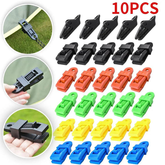 10PCS Tarpaulin Clip Tent Canopy Clip Buckle Outdoor Wind Rope Clamps Reusable Awning Mountaineering Camping Accessories - Outdoor Travel Store