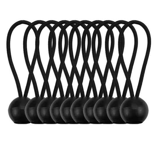10pcs/set Hiking Tent Accessories Elastic Rope Ball Bungee Cord Tarp Tie Down Strap - Black Camping - Outdoor Travel Store
