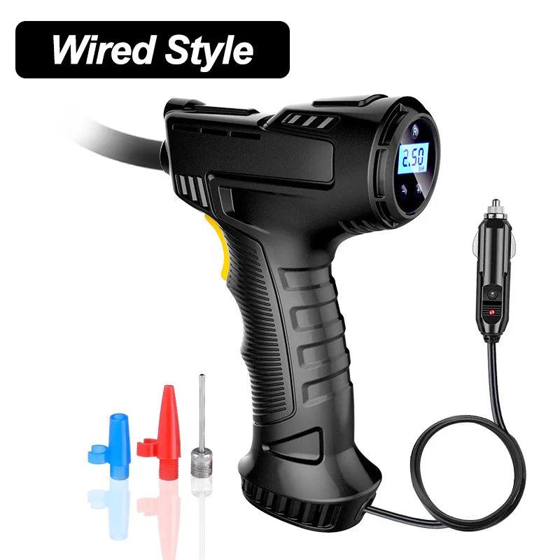 120W Car Air Pump Wireless/Wired Electric Car Tire Inflatable Pump Portable Air Compressor for Tires Digital Auto Tire Inflator - Outdoor Travel Store