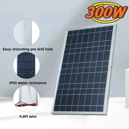 300W 12V Solar Panel Kit with 100A Controller USB Port Portable Solar Battery Charger Suitable for Outdoor Camping Mobile RV - Outdoor Travel Store
