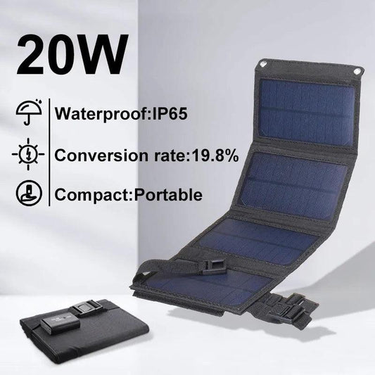 5V20W Portable Solar Panel Foldable USB Cell Battery Charger Waterproof for Phone RV PAD Mobile Power Battery Charger Outdoor - Outdoor Travel Store