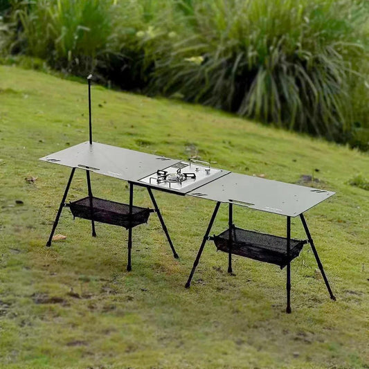 Camping Table Aluminum Alloy Folding Table With Carrying Bag Lightweight Outdoor Desk Picnic Blackened Tactical IGT Table New - Outdoor Travel Store