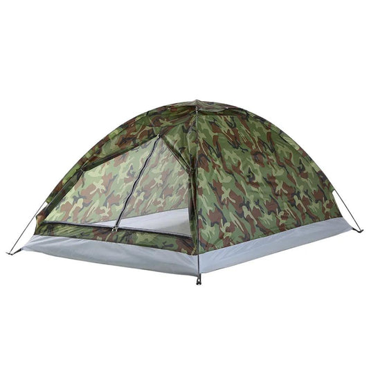 Camping Tent Waterproof Windproof UV Sunshade Canopy for 1/2 Person Single Layer Outdoor Portable Camouflage Tent Equipment - Outdoor Travel Store