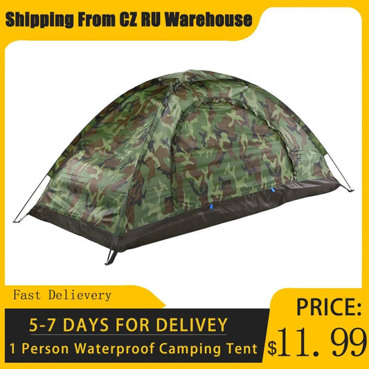 Camping Tents 1 Person Waterproof Camping Tent PU1000mm Polyester Fabric Single Layer Tent for Outdoor Travel Hiking - Outdoor Travel Store