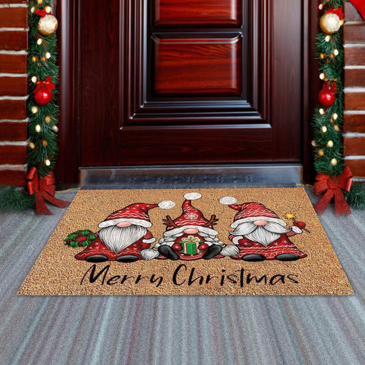 Christmas Welcome Gnome Doormat Front Porch Rugs Welcome Mat Christmas Gnome Door Mat Indoor Outdoor Doormats Entrance Carpet - Outdoor Travel Store