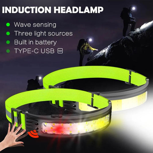 COB Sensor Headlight Built in Battery Fishing Headlamp Rechargeable 6 Modes Head Torch Outdoor Camping Flashlight - Outdoor Travel Store