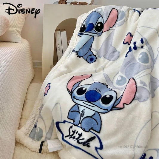 Disney Milk Flannel Blanket Children Adult Cartoon Stitch Cute Plush Air Conditioning Nap Blankets Coral Fleece Quilt Soft Shawl - Outdoor Travel Store