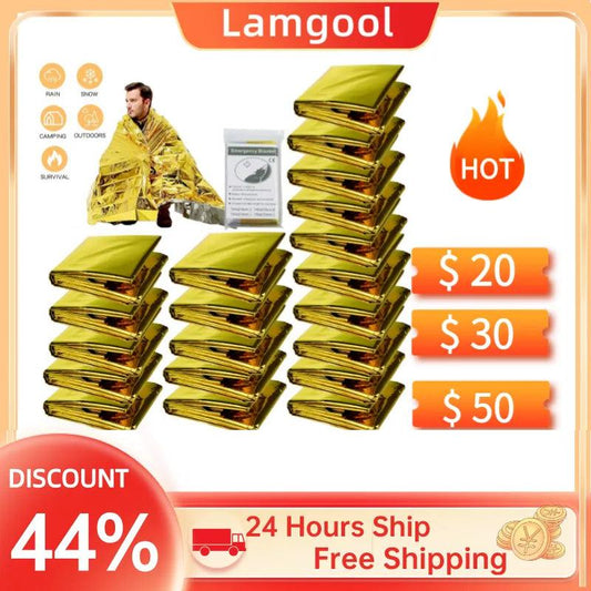 Emergency Blanket Outdoor Survive First Aid Military Rescue Kit Windproof Waterproof Foil Thermal Blanket for Camping Hiking Hot - Outdoor Travel Store