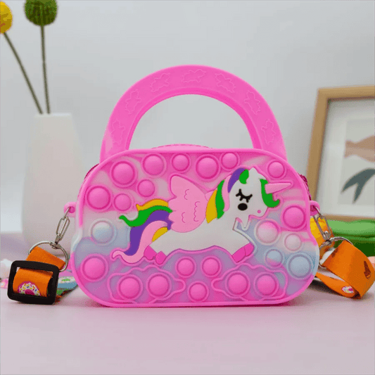 Girls silicone cute animal bag messenger bag coin purse kids stress relief pop toy stress relief bubble fun small gift shoulder - Outdoor Travel Store