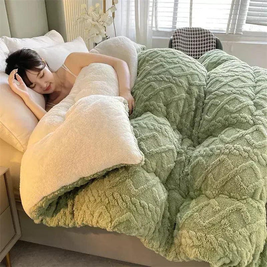 New Super Thick Winter Warm Blanket for Bed Artificial Lamb Cashmere Weighted Blankets Soft Comfortable Warmth Quilt Comforter - Outdoor Travel Store