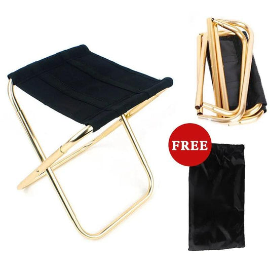 Outdoor Camping Chair Golden Aluminum Alloy Folding Chair With Bag Stool Seat Fishing Camping - Outdoor Travel Store