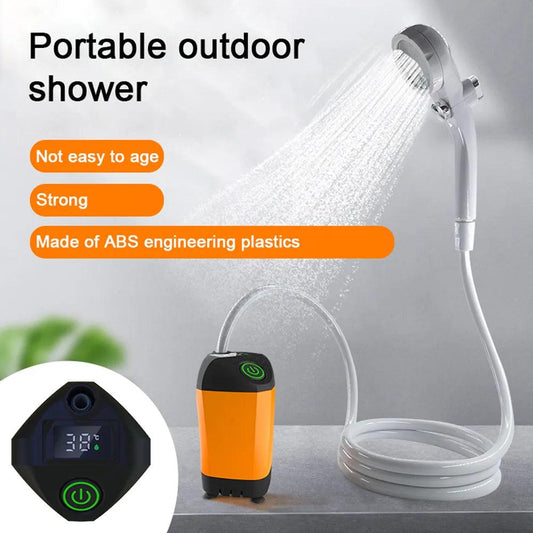 Outdoor Camping Shower Portable Electric Shower Pump Waterproof with Digital Display for Camping Hiking Travel Pet Watering - Outdoor Travel Store