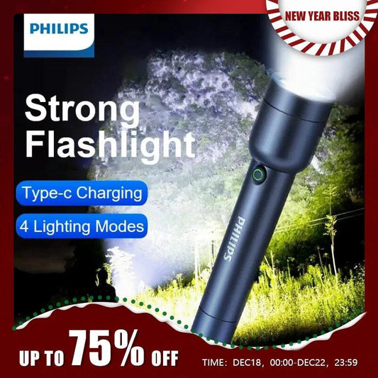 Philips LED Flashlight With USB 18650 Rechargeable Battery 4 Lighting Modes Waterproof Outdoor Camping Self Defense Flashlights - Outdoor Travel Store