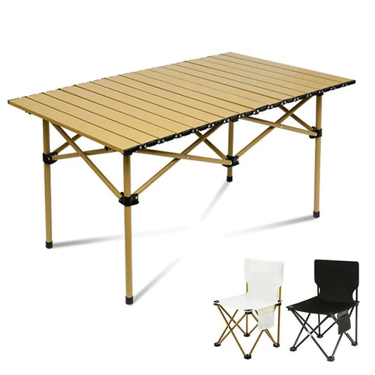 Portable Folding Table Camping table Chairs set for Outdoor Barbecue Picnic Table Chicken Rolls Outdoor table garden table 캠핑테이블 - Outdoor Travel Store