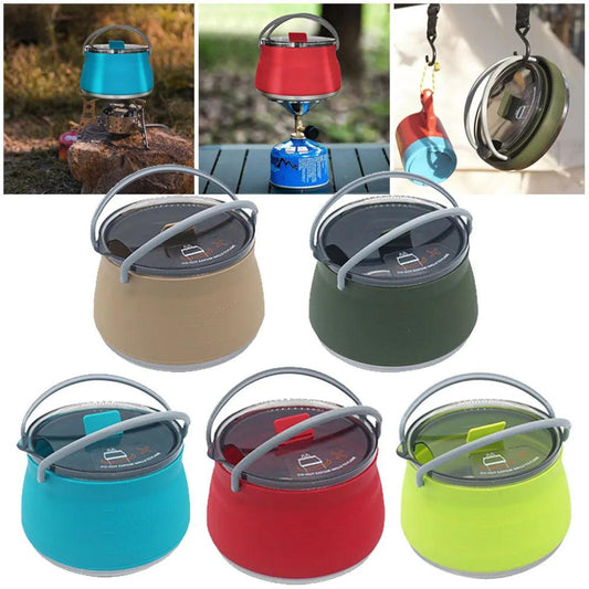 Silicone Folding Kettle Camping Teapot Portable Coffee Tea Cooker Collapsible Mini Boiling Water Pot with Handle Hiking Supplies - Outdoor Travel Store