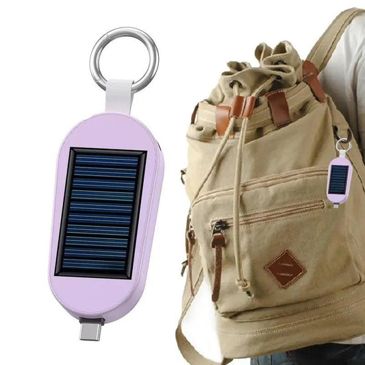 Solar Charger Type C Keychain 3000mAh Power Bank Portable Compatible With Wireless Watch Charging For Travel Outdoor Camping - Outdoor Travel Store