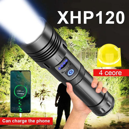 Super XHP120 Powerful Led Flashlight XHP90 High Power Torch light Rechargeable Tactical flashlight 18650 Usb Camping Lamp - Outdoor Travel Store