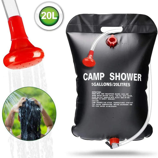Water Bags 20L Outdoor Camping Hiking Solar Shower Bag Heating Camping Shower Climbing Hydration Bag Hose Switchable Shower Head - Outdoor Travel Store
