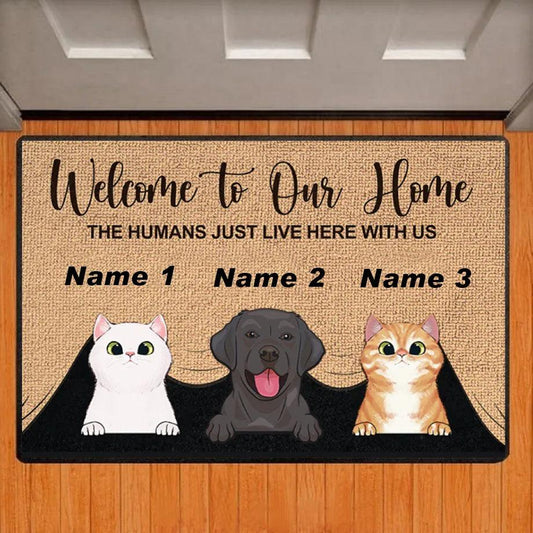 Welcome To Our Home Custom Dog Cat Name Doormat Rug Personalized Floor Mats Carpet All Color All Logo Home Decor Accessory - Outdoor Travel Store